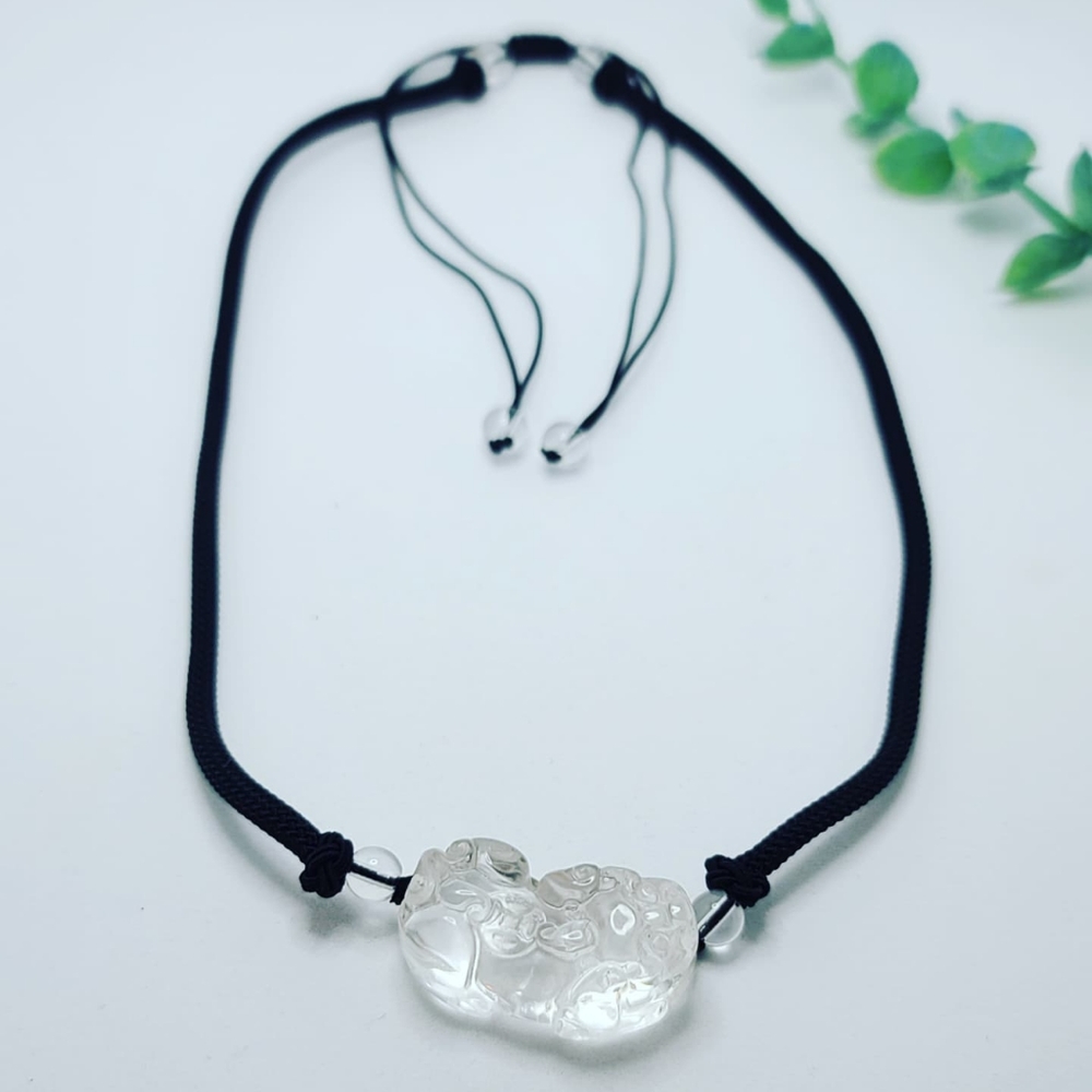 Natural Clear Quartz Pixiu carving Unisex Necklace 🤩
